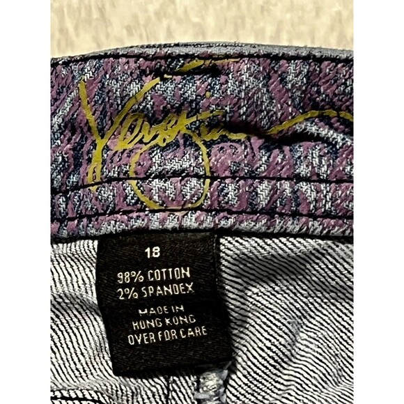 Venezia Womens Denim w Pink Floral Paint Accent Mid Rise Straight Jeans Size 18 - Picture 8 of 10